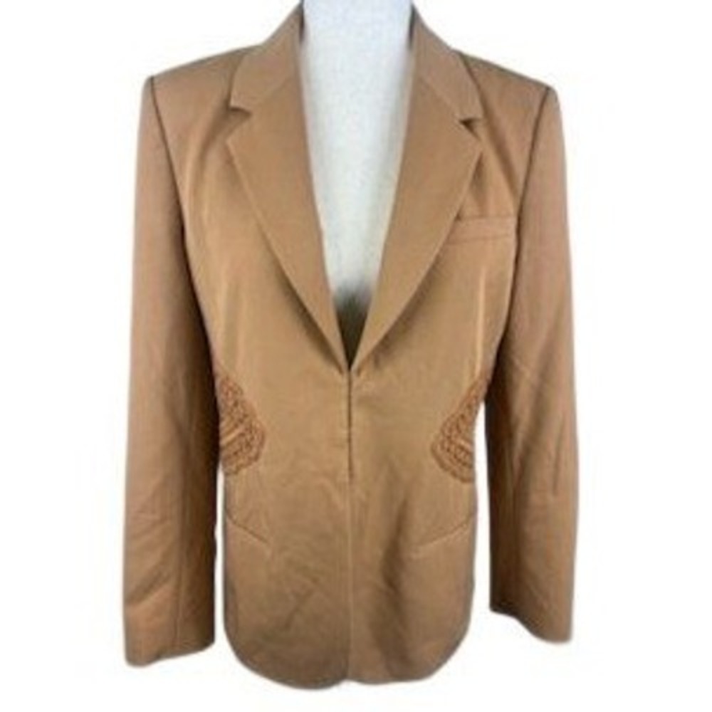 Derek Lam 10 Crosby Women's Crochet Trim Blazer Jacket Mocha Brown Size 8 $650